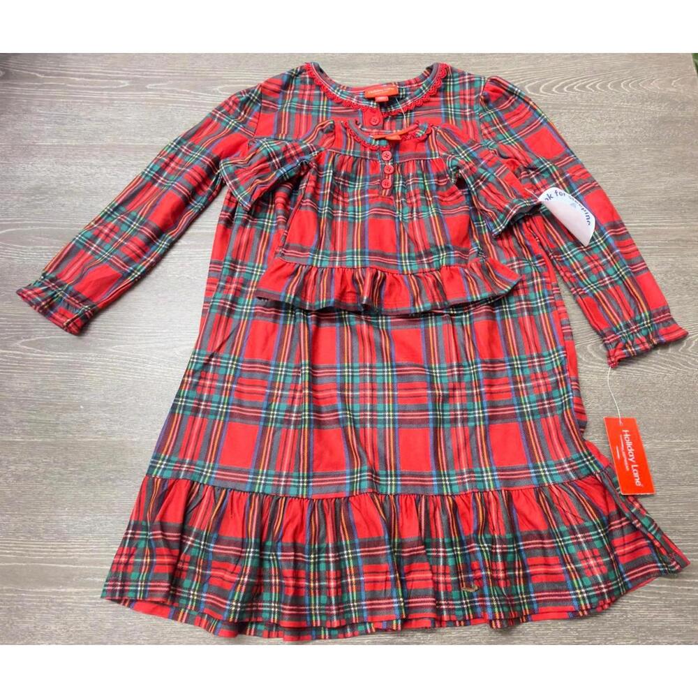 Holiday Lane Merry Brinkley Plaid Sleepwear Dress Girl Size 4/5